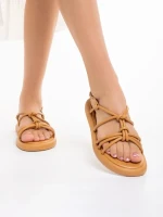 Sandale dama camel din piele ecologica Beloved