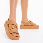 Sandale dama camel din piele ecologica Aryna