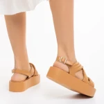 Sandale dama camel din piele ecologica Aryna