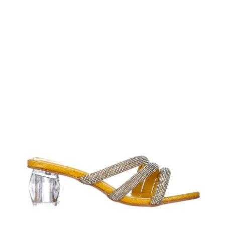Papuci dama galbeni din piele ecologica Paquita