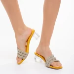 Papuci dama galbeni din piele ecologica Paquita