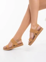 Sandale dama camel din piele ecologica Salina