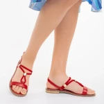Sandale dama rosii din piele ecologica Charil