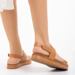 Sandale dama camel din piele ecologica Shahar