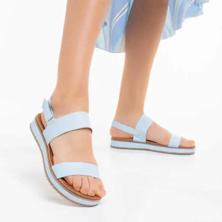 Sandale dama albastre din piele ecologica Shahar