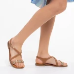 Sandale dama camel din piele ecologica Xavia