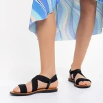 Sandale dama negre din material textil Carie