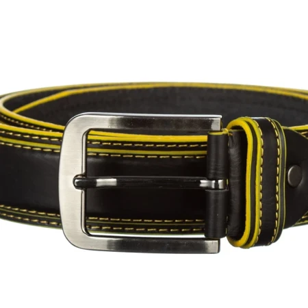 Curea barbati B379 neagra cu galben