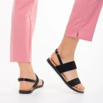 Sandale dama negre din material textil Polly