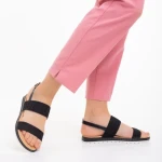 Sandale dama negre din material textil Polly