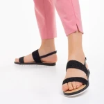 Sandale dama negre din material textil Polly