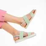 Sandale dama verzi din material textil Polly
