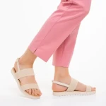 Sandale dama camel din material textil Polly