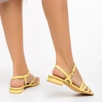 Sandale dama galbene din piele ecologica Adalynn