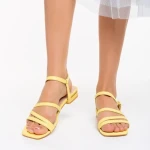 Sandale dama galbene din piele ecologica Adalynn