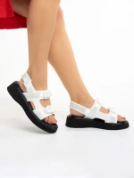 Sandale dama albe din piele ecologica Caroline