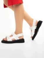 Sandale dama albe din piele ecologica Caroline