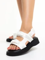 Sandale dama albe din piele ecologica Caroline