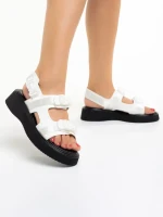 Sandale dama albe din piele ecologica Caroline