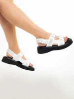 Sandale dama albe din piele ecologica Caroline