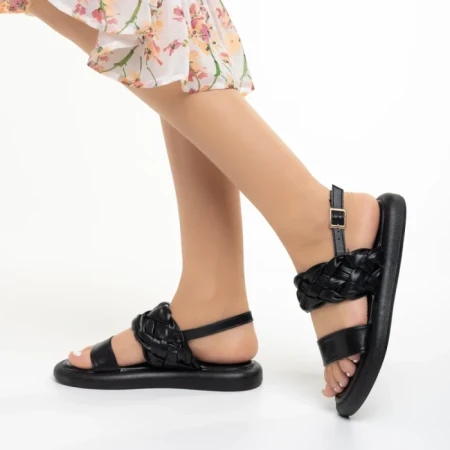 Sandale dama negre din piele ecologica Mariam