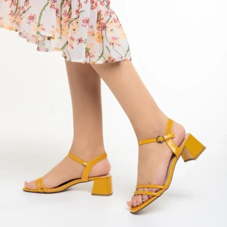 Sandale dama galbene din piele ecologica Zeren