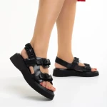 Sandale dama negre din piele ecologica Caroline