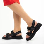 Sandale dama negre din piele ecologica Caroline