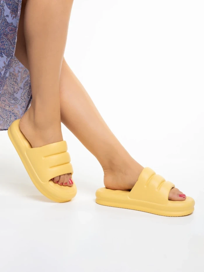 Papuci dama galben din material sintetic Dorothy