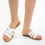 Papuci dama albi din piele ecologica Caila