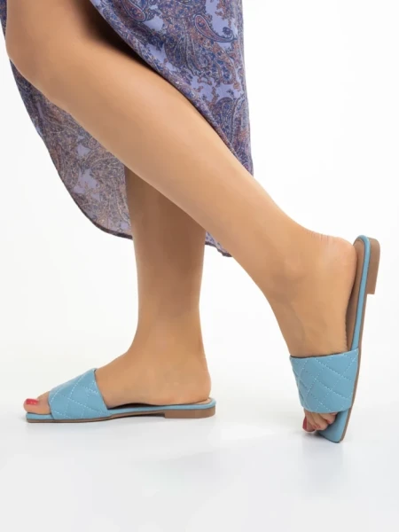 Papuci dama albastru deschis din piele ecologica Sydnei