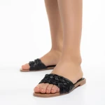 Papuci dama negri din piele ecologica Deloria