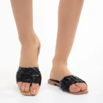 Papuci dama negri din piele ecologica Deloria