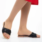 Papuci dama negri din piele ecologica Deloria