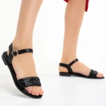 Sandale dama negre din piele ecologica Deema