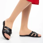 Papuci dama negri din piele ecologica Caila