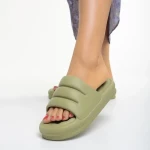 Papuci dama verzi din material sintetic Dorothy