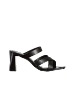 Papuci dama cu toc negri din piele ecologica Dennise