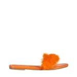 Papuci dama portocalii din piele ecologica Raylee