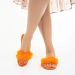 Papuci dama portocalii din piele ecologica Raylee