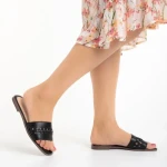 Papuci dama negri din piele ecologica Railey