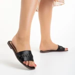 Papuci dama negri din piele ecologica Railey