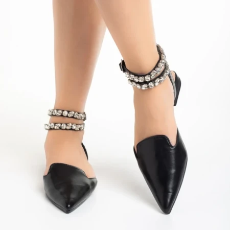 Pantofi dama negrii din piele ecologica Becky