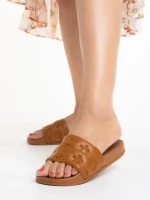 Papuci dama maro din piele ecologica Canary