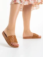 Papuci dama maro din piele ecologica Canary