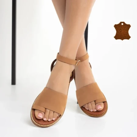 Sandale dama camel din piele naturala Danessa