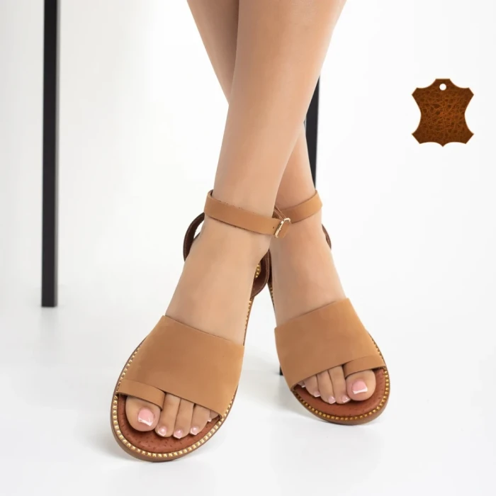 Sandale dama camel din piele naturala Danessa
