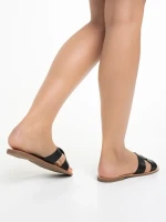 Papuci dama negri din piele ecologica Pernie