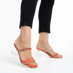 Papuci dama portocali din piele ecologica Abriana