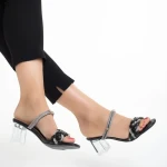 Papuci dama negre din piele ecologica Abriana